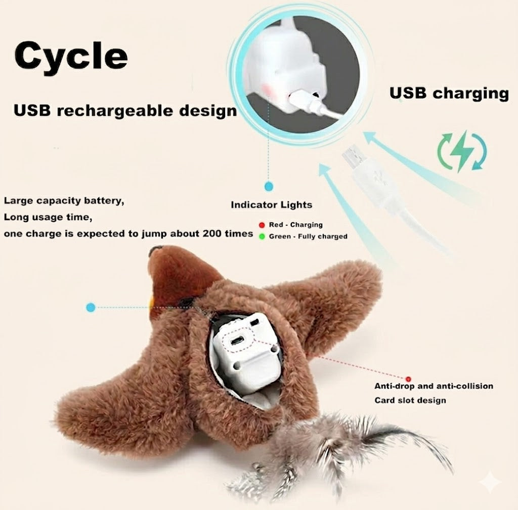 Purely Paws™ AeroBird - Interactive Motion Activated Cat Toy | Fluttering Bird for Indoor Cats