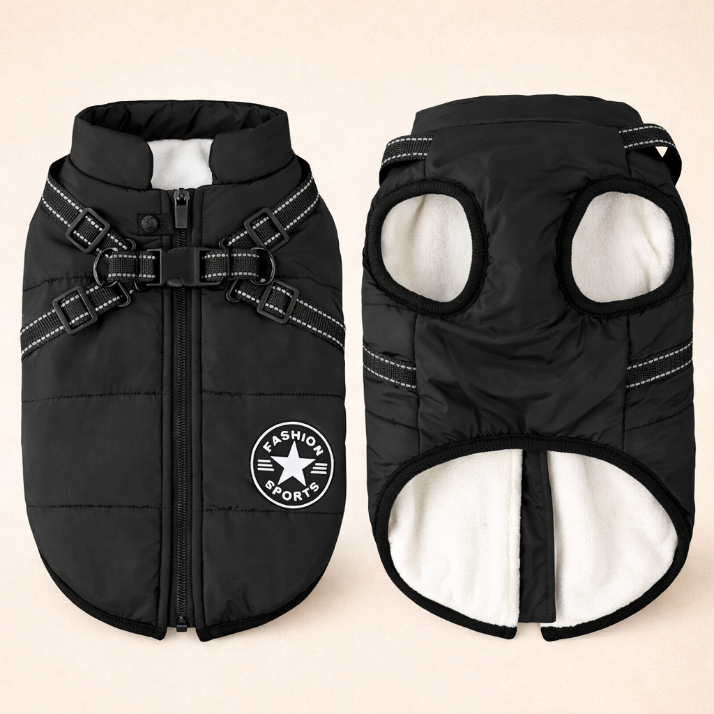 Winter Dog Jacket with Built-In Harness | Warm & Waterproof