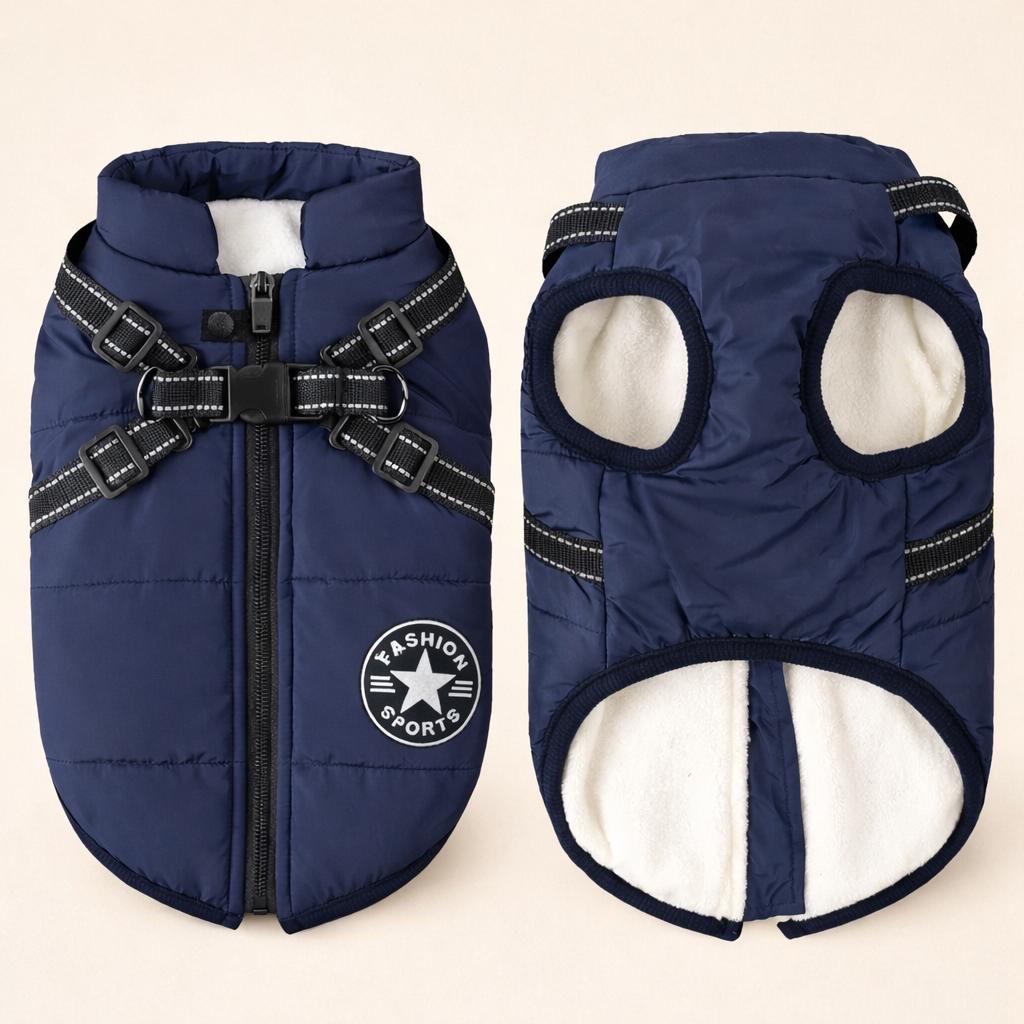 Winter Dog Jacket with Built-In Harness | Warm & Waterproof