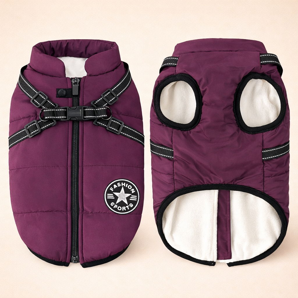 Winter Dog Jacket with Built-In Harness | Warm & Waterproof