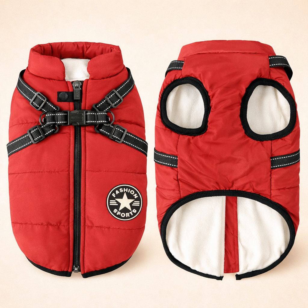 Winter Dog Jacket with Built-In Harness | Warm & Waterproof
