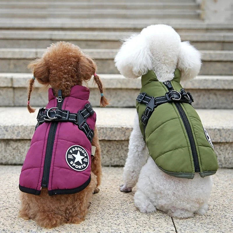 Winter Dog Jacket with Built-In Harness | Warm & Waterproof